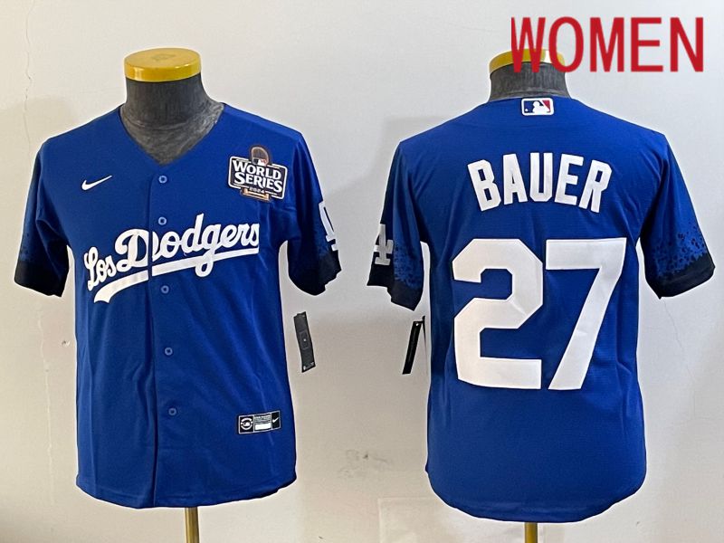 Women Los Angeles Dodgers #27 Bauer Blue City Edition Nike 2024 MLB Jersey style 1120